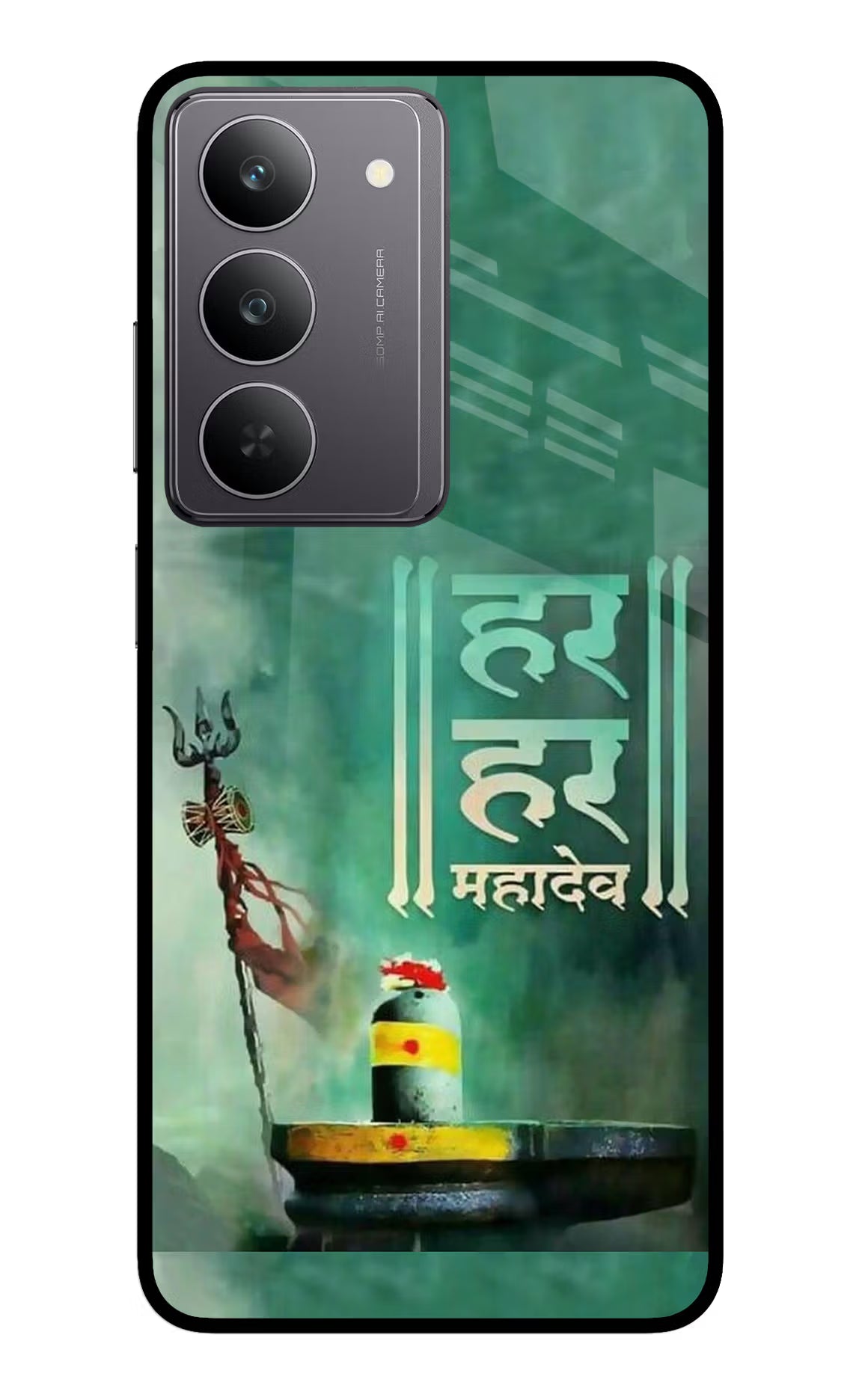 Har Har Mahadev Shivling Realme 14x 5G Glass Case Back Cover by Casekaro
