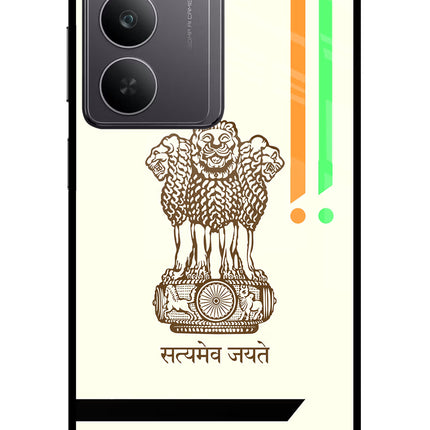 Satyamev Jayate Brown Logo Realme 14x 5G Glass Case