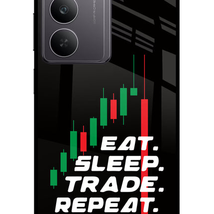 Eat Sleep Trade Repeat Realme 14x 5G Glass Case