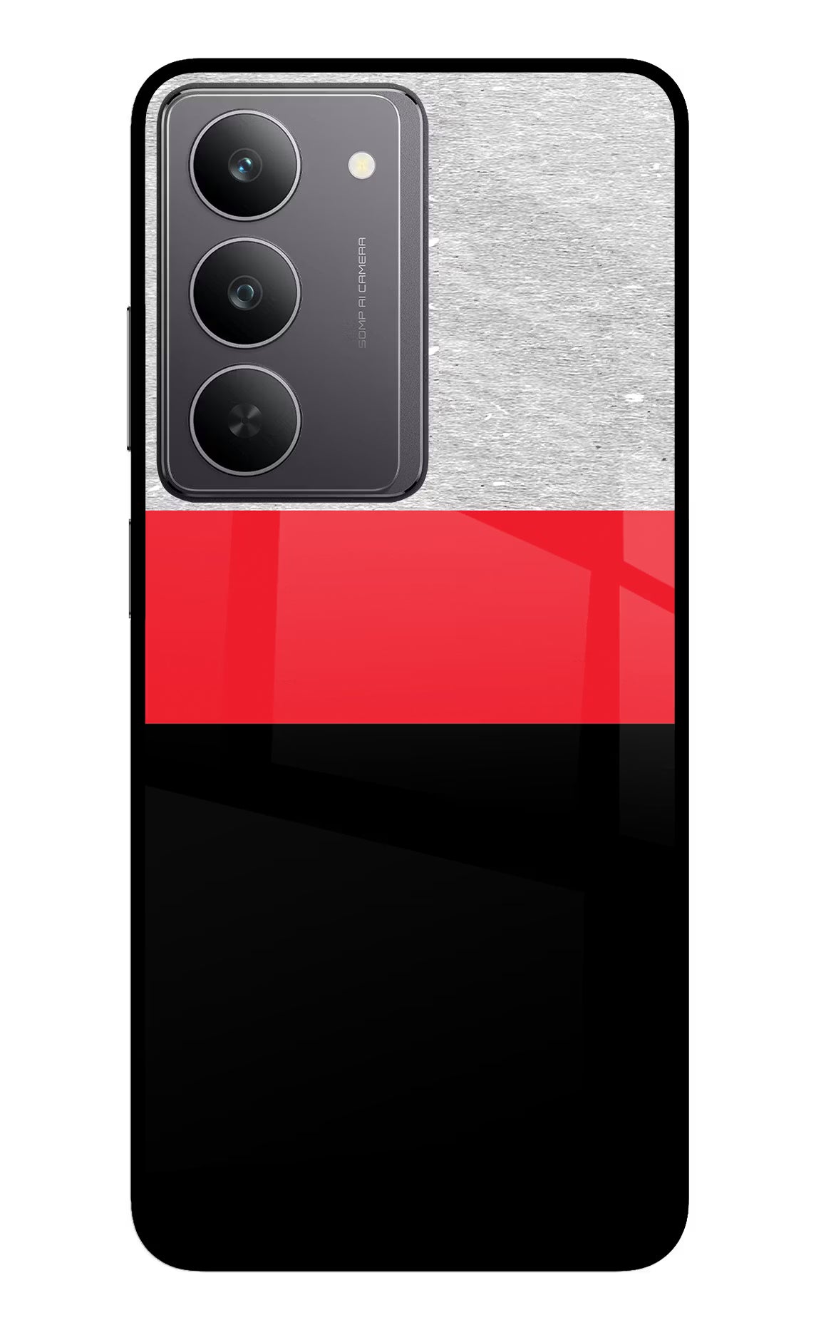 Tri Color Pattern Realme 14x 5G Glass Case Back Cover by Casekaro