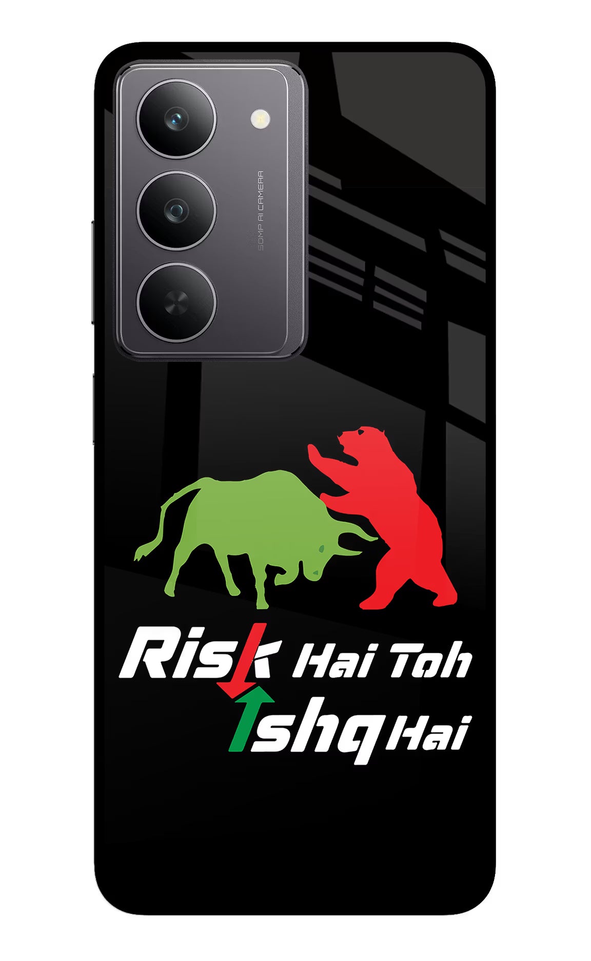 Risk Hai Toh Ishq Hai Realme 14x 5G Glass Case Back Cover by Casekaro