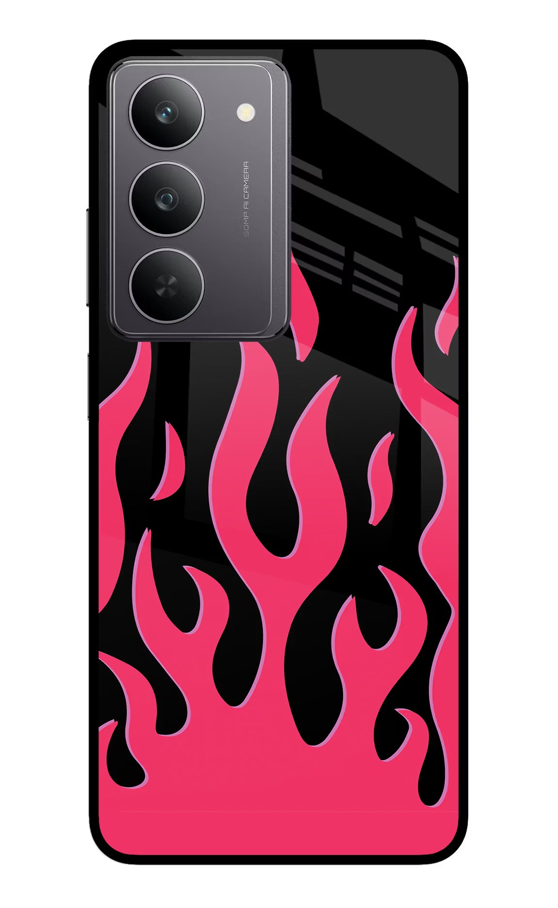 Fire Flames Realme 14x 5G Glass Case Back Cover by Casekaro