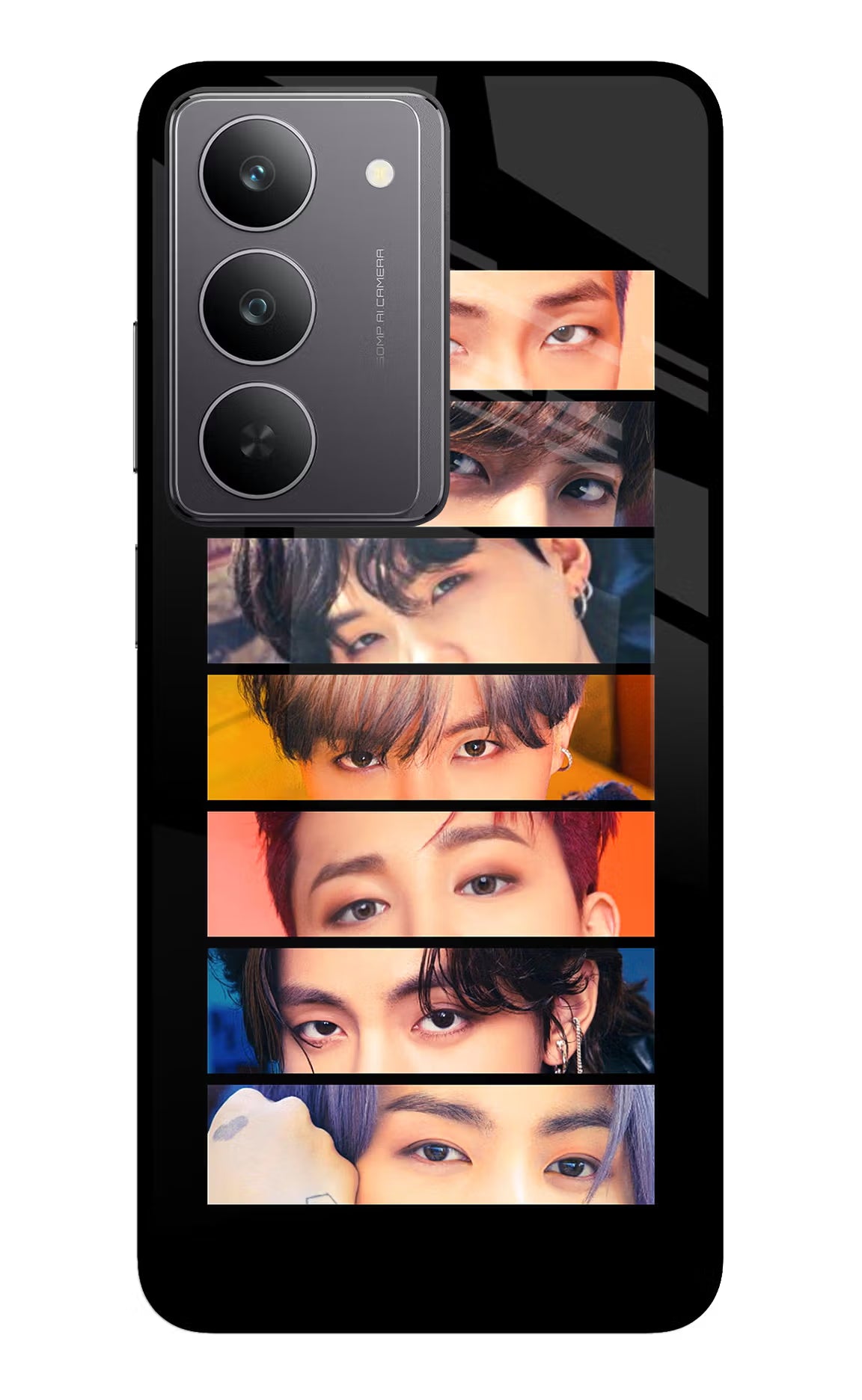 BTS Eyes Realme 14x 5G Glass Case Back Cover by Casekaro
