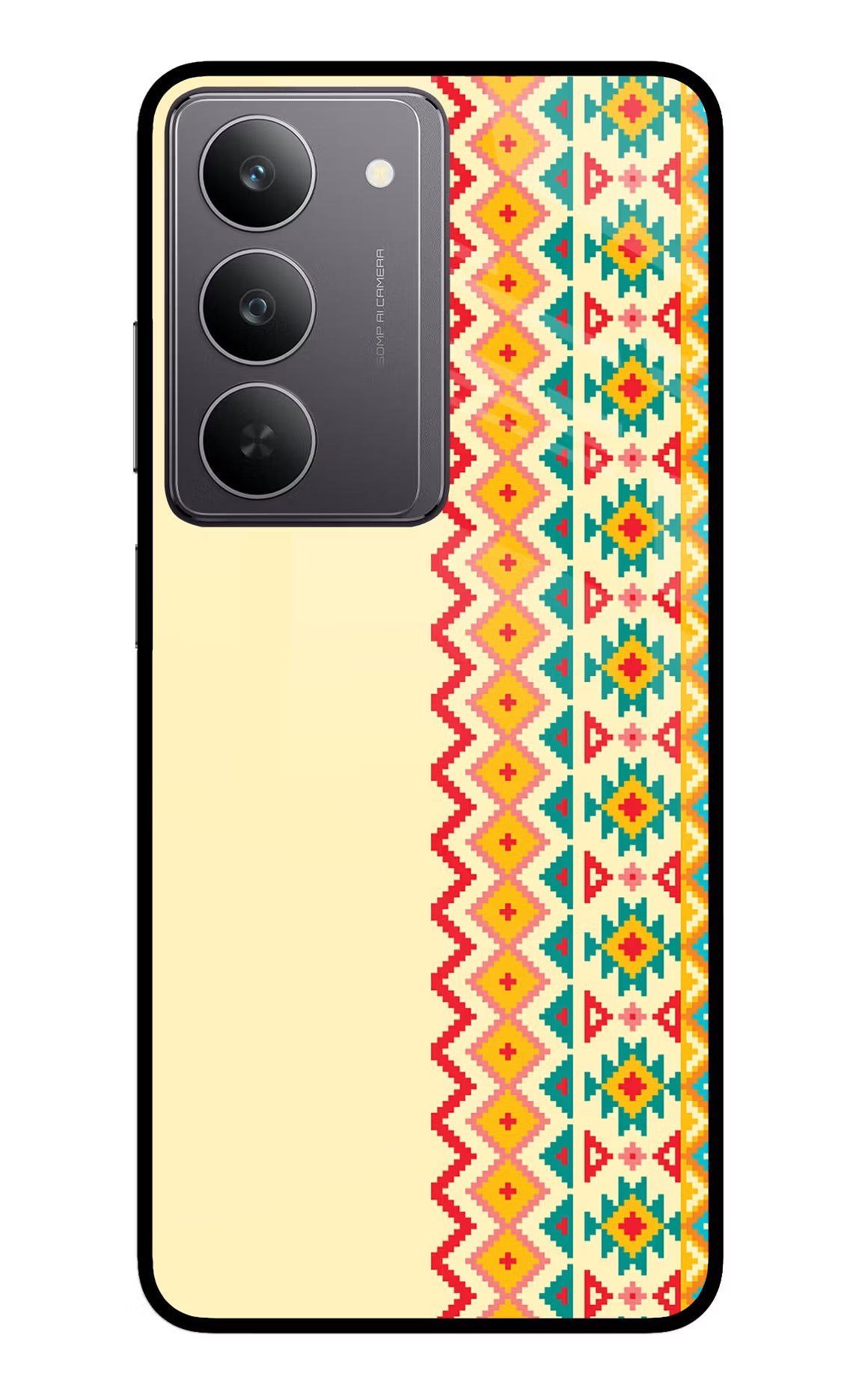 Ethnic Seamless Realme 14x 5G Glass Case Back Cover by Casekaro