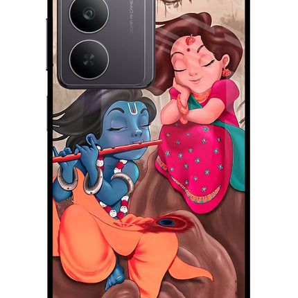 Radhe Krishna Realme 14x 5G Glass Case Back Cover by Casekaro