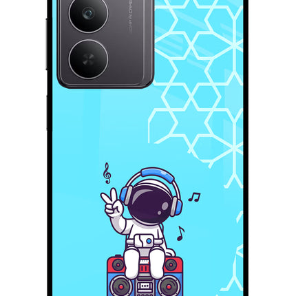 Cute Astronaut Chilling Realme 14x 5G Glass Case