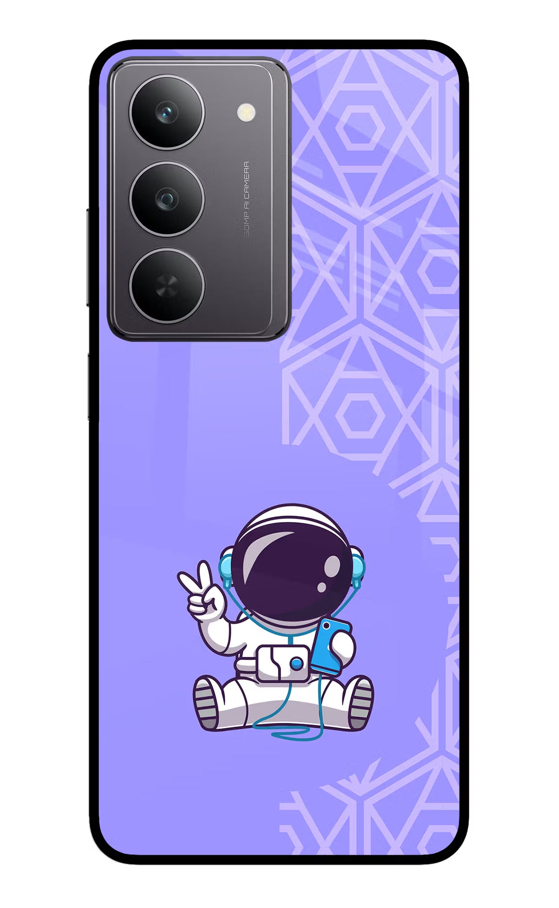 Cute Astronaut Chilling Realme 14x 5G Glass Case