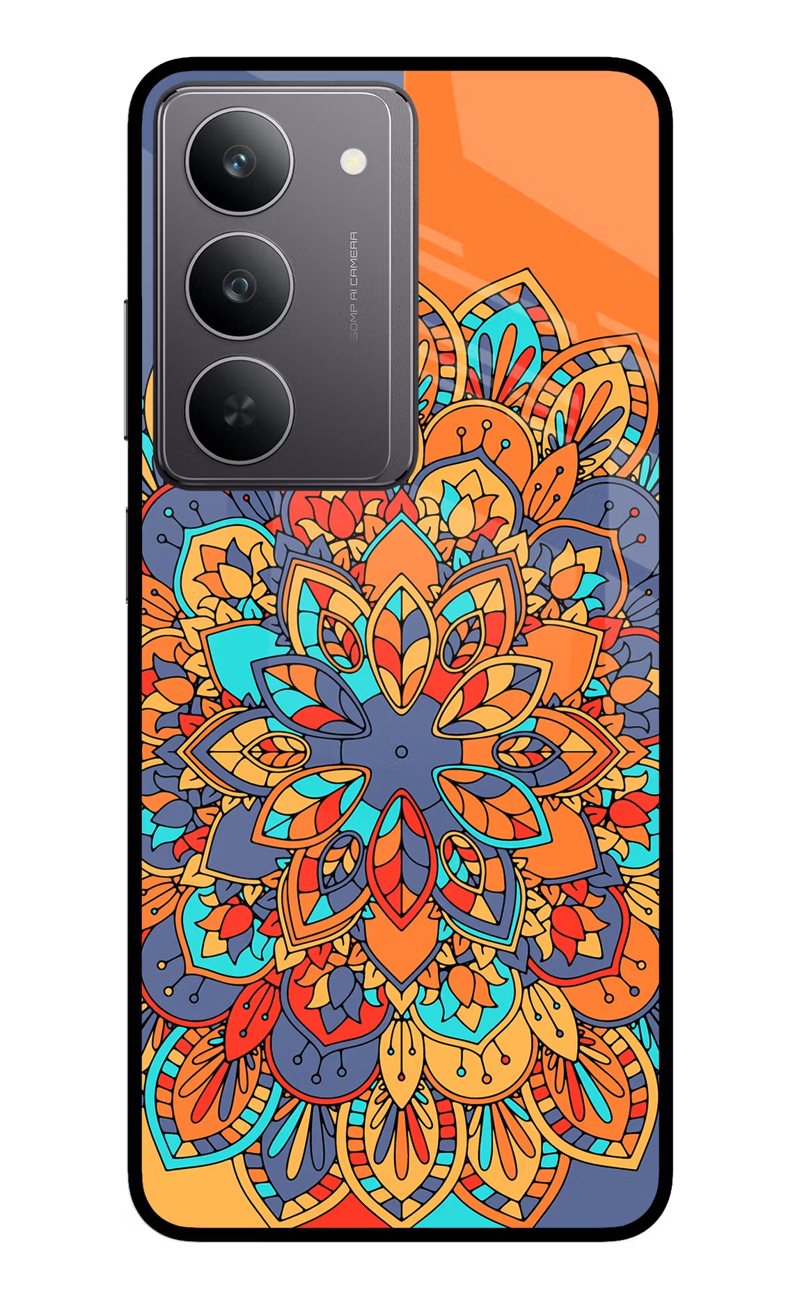 Color Mandala Realme 14x 5G Glass Case Back Cover by Casekaro