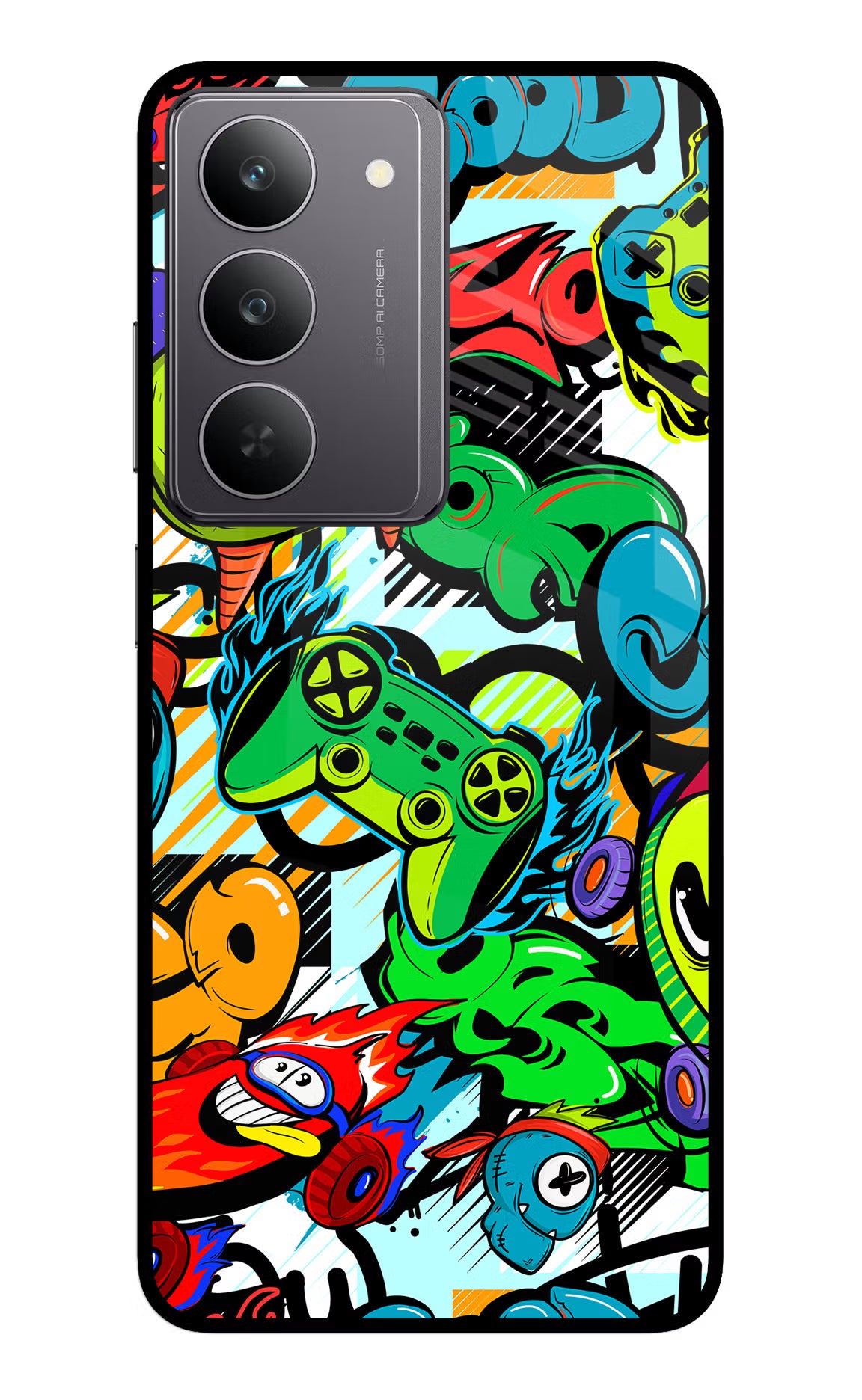Game Doodle Realme 14x 5G Glass Case Back Cover by Casekaro