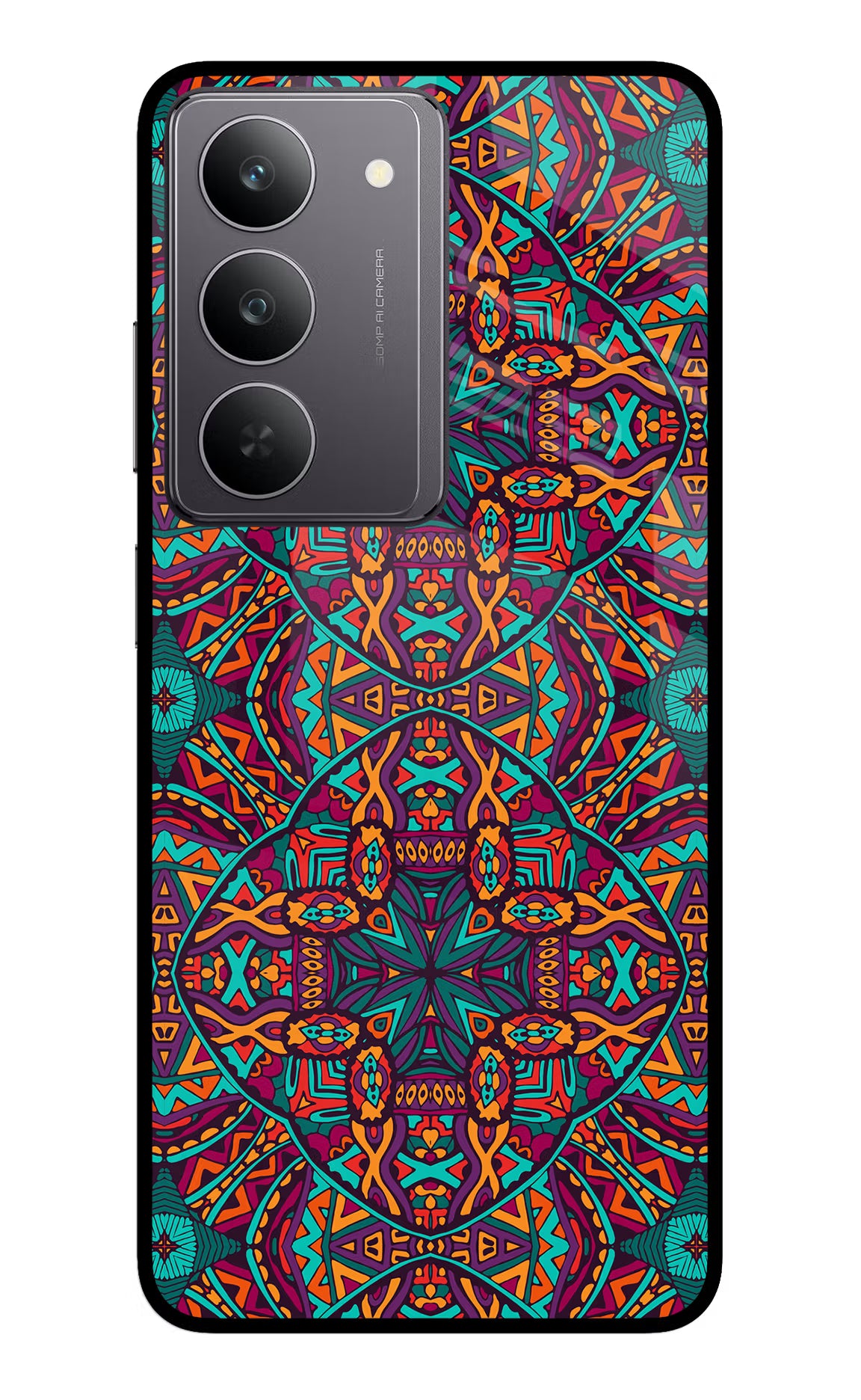 Colour Mandala Realme 14x 5G Glass Case Back Cover by Casekaro
