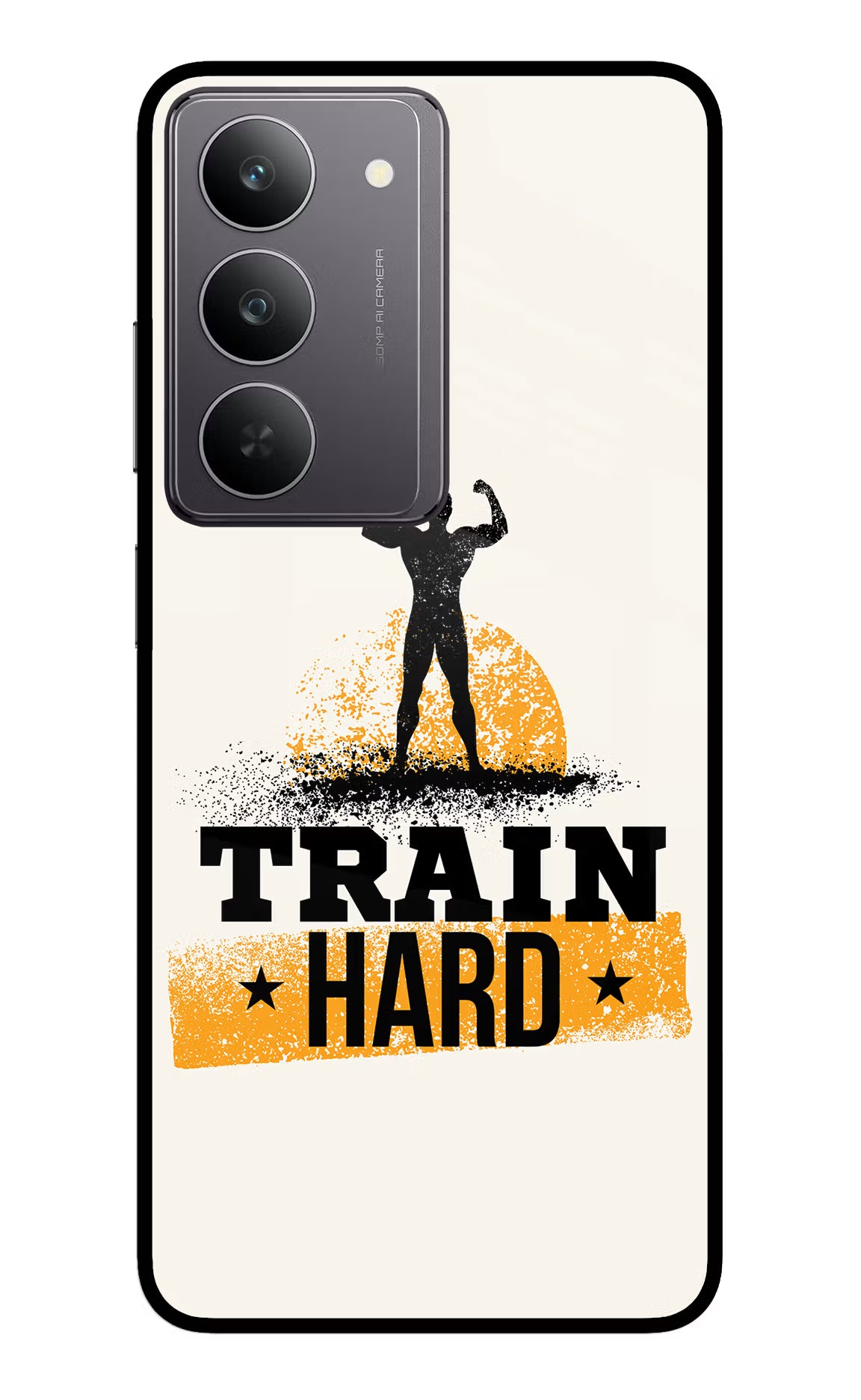 Train Hard Realme 14x 5G Glass Case Back Cover by Casekaro