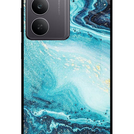 Blue Glitter Marble Realme 14x 5G Glass Case