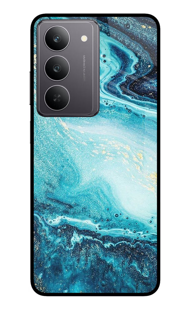 Blue Glitter Marble Realme 14x 5G Glass Case