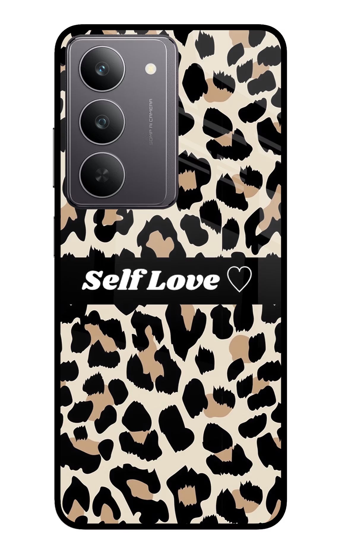 Leopard Print Self Love Realme 14x 5G Glass Case Back Cover by Casekaro