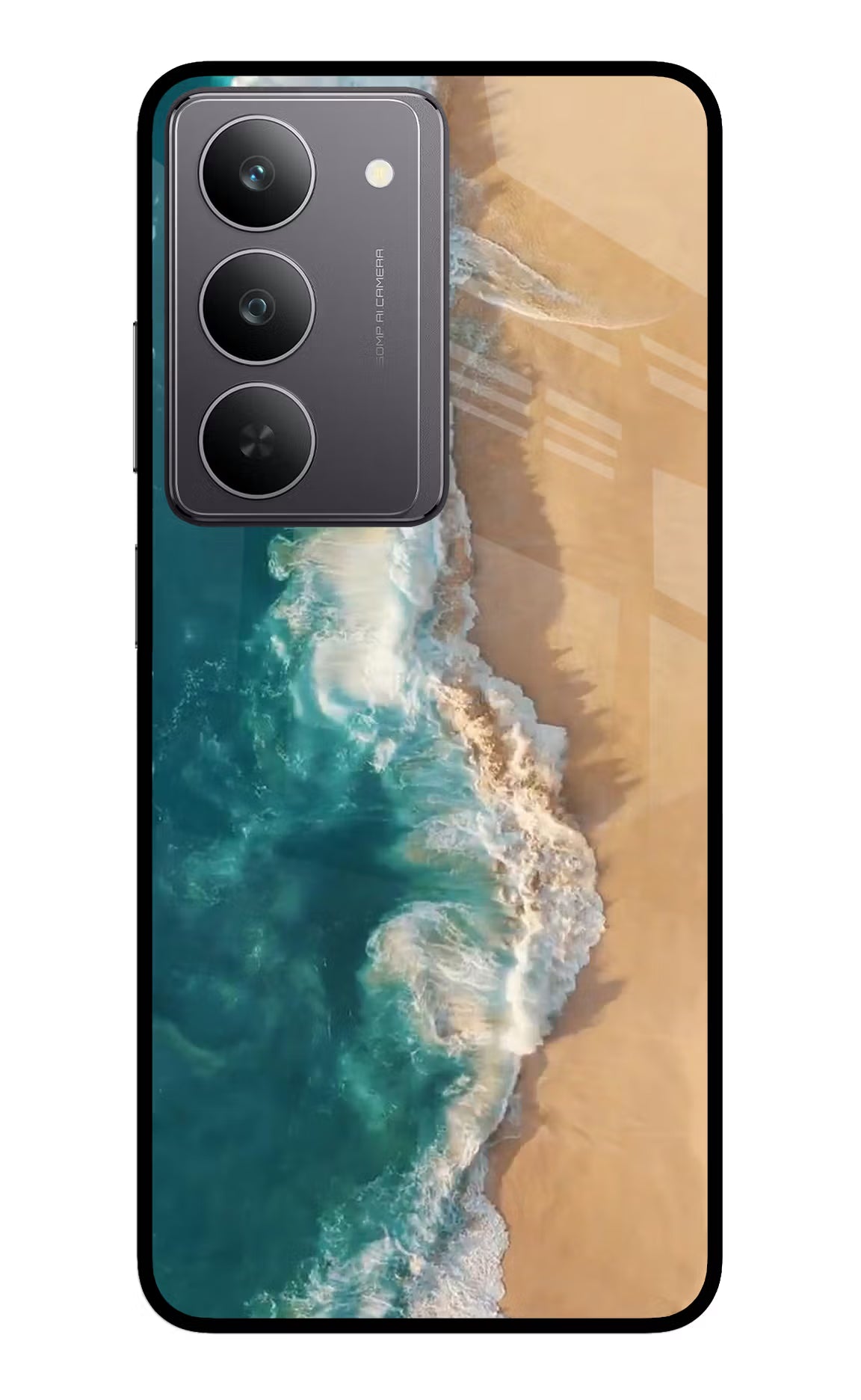 Ocean Beach Realme 14x 5G Glass Case Back Cover by Casekaro