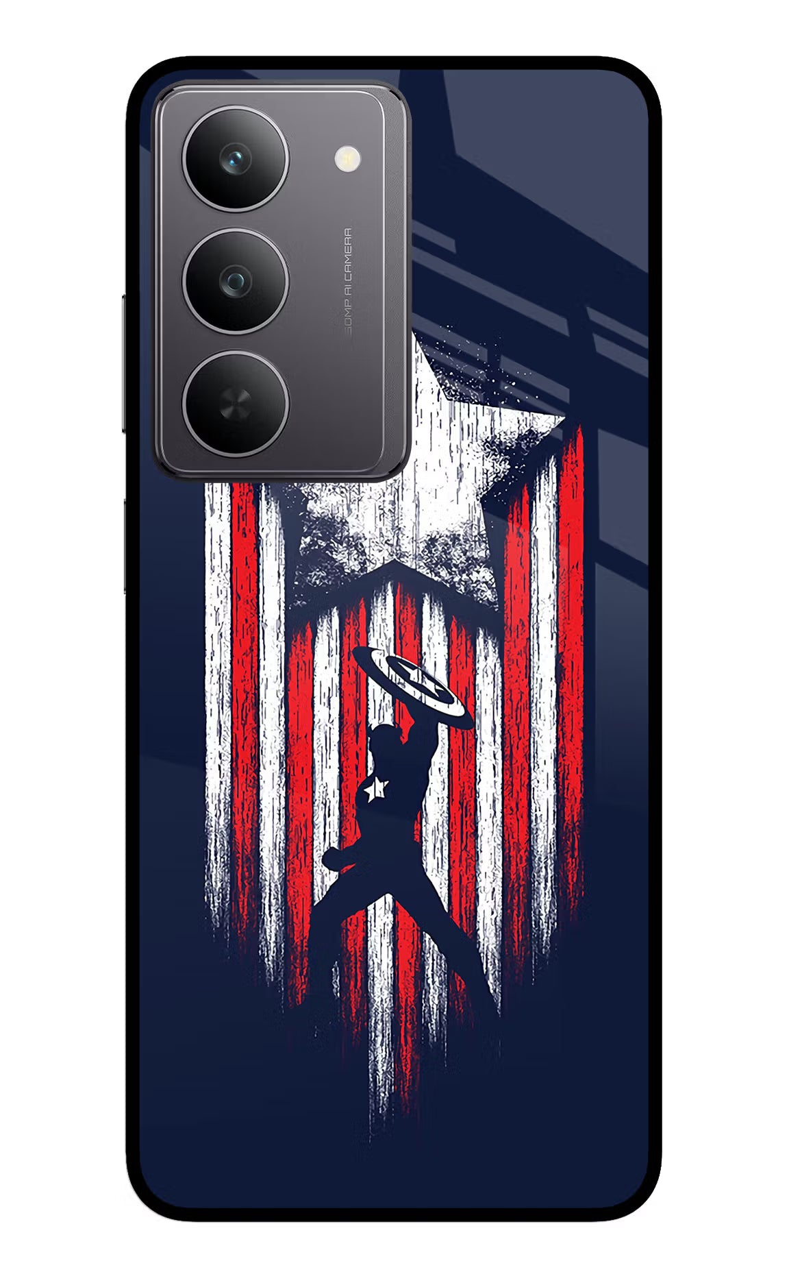 Captain America Marvel Art Realme 14x 5G Glass Case Back Cover by Casekaro