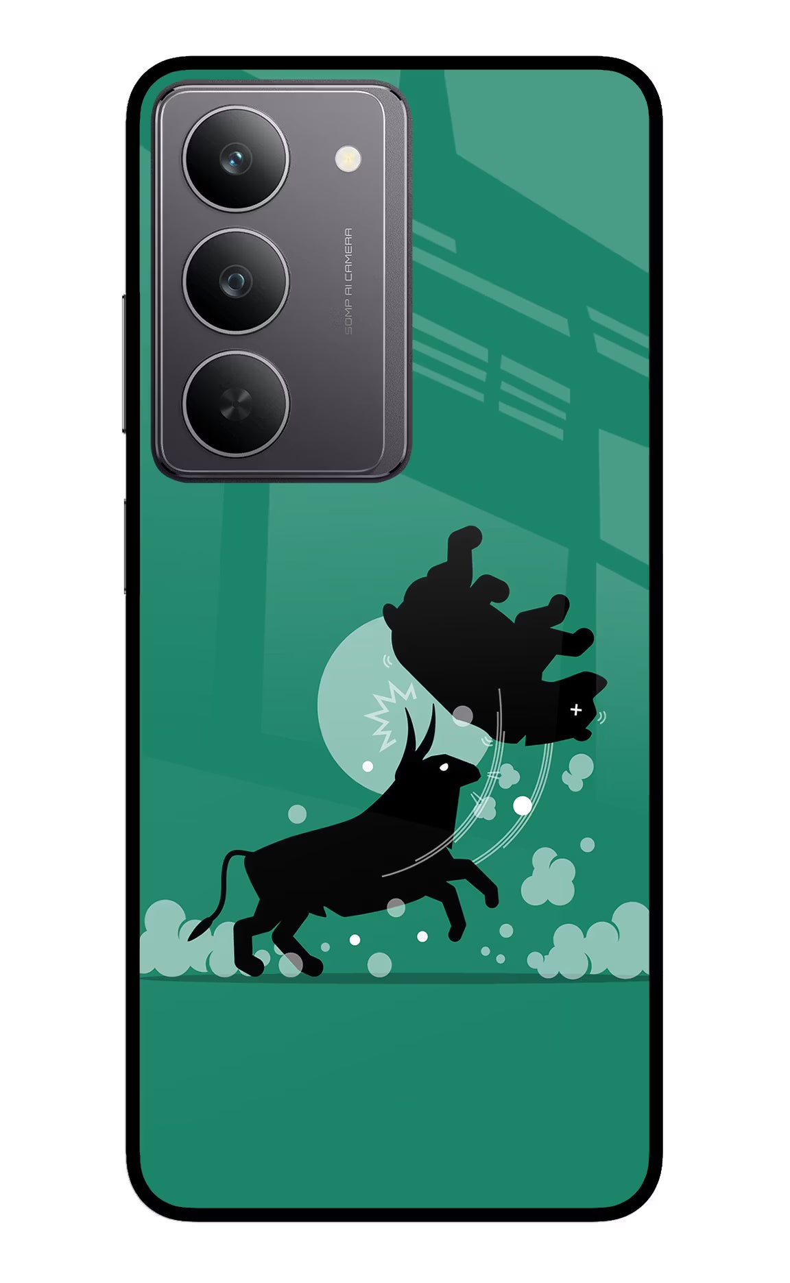 Bull Conqueror Realme 14x 5G Glass Case Back Cover by Casekaro