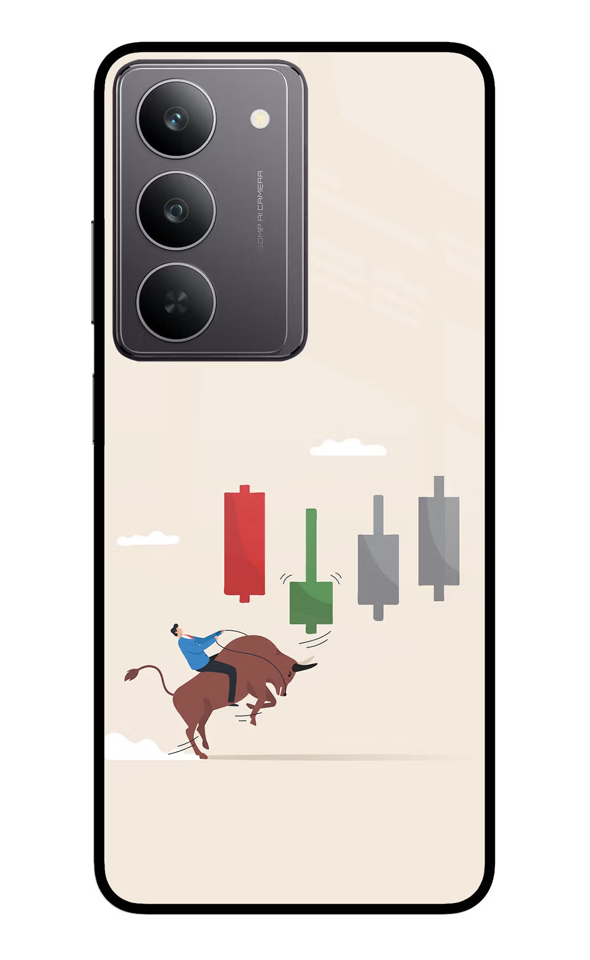 Bull Trading Momentum Realme 14x 5G Glass Case Back Cover by Casekaro