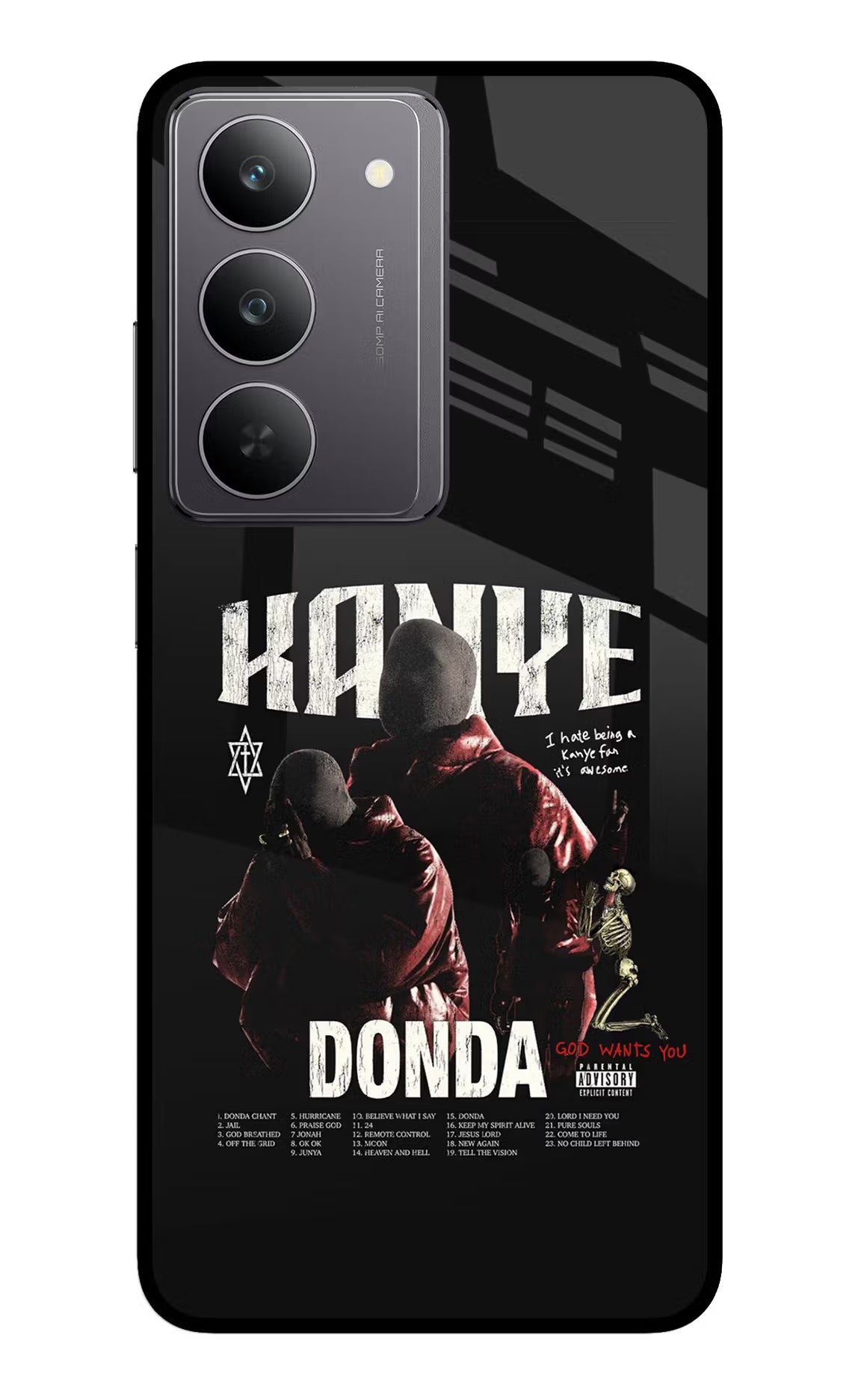 Donda Kanye West Realme 14x 5G Glass Case Back Cover by Casekaro