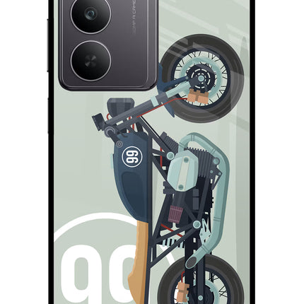 Classic Cafe Racer 99 Realme 14x 5G Glass Case Back Cover by Casekaro