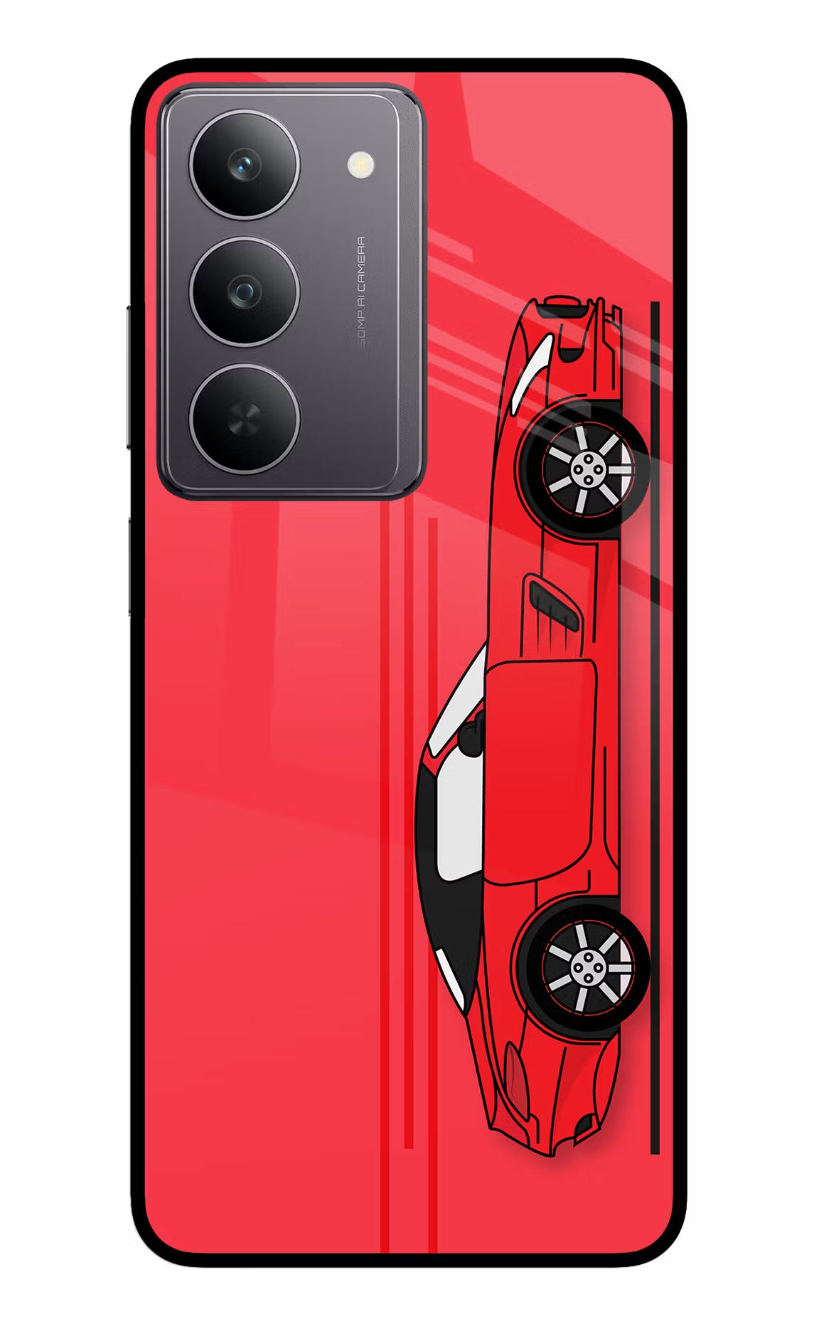 Red Velocity Realme 14x 5G Glass Case Back Cover by Casekaro