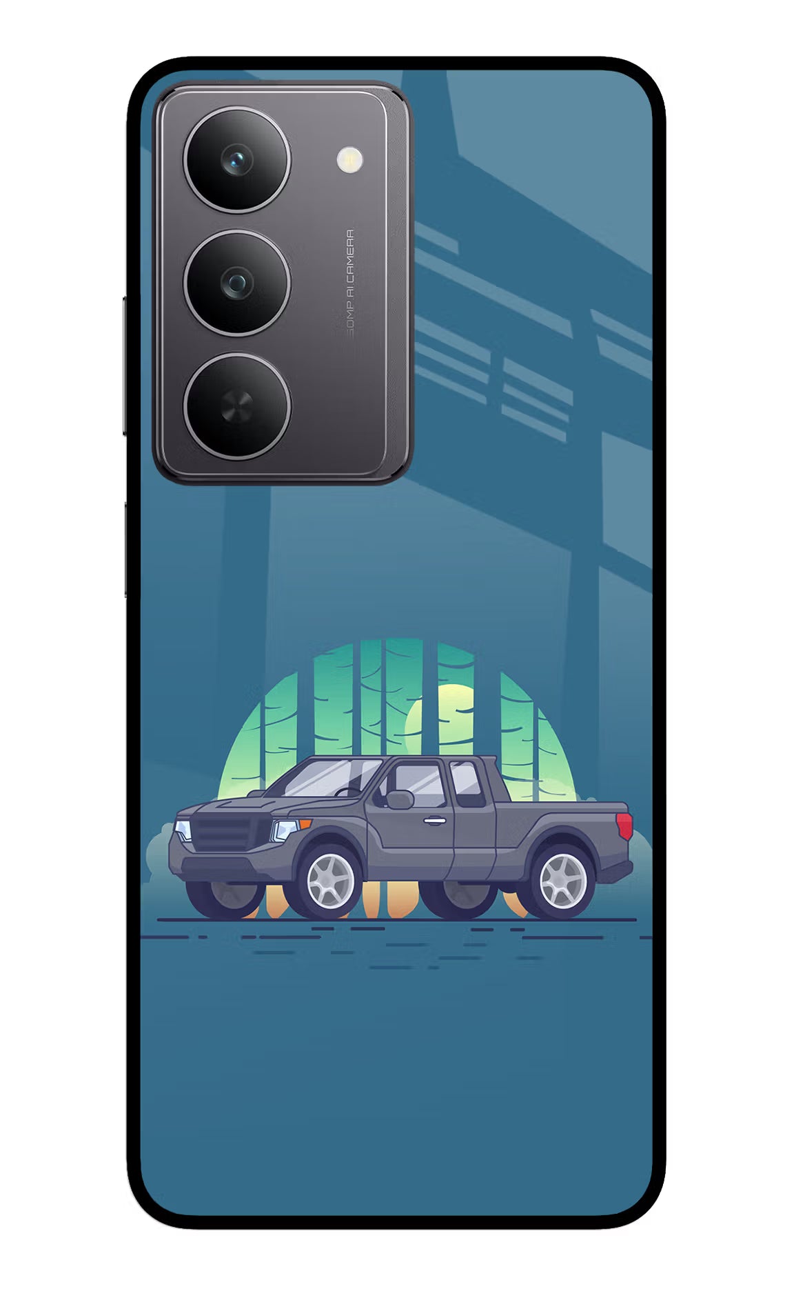 Retro Garage Vibe Realme 14x 5G Glass Case Back Cover by Casekaro