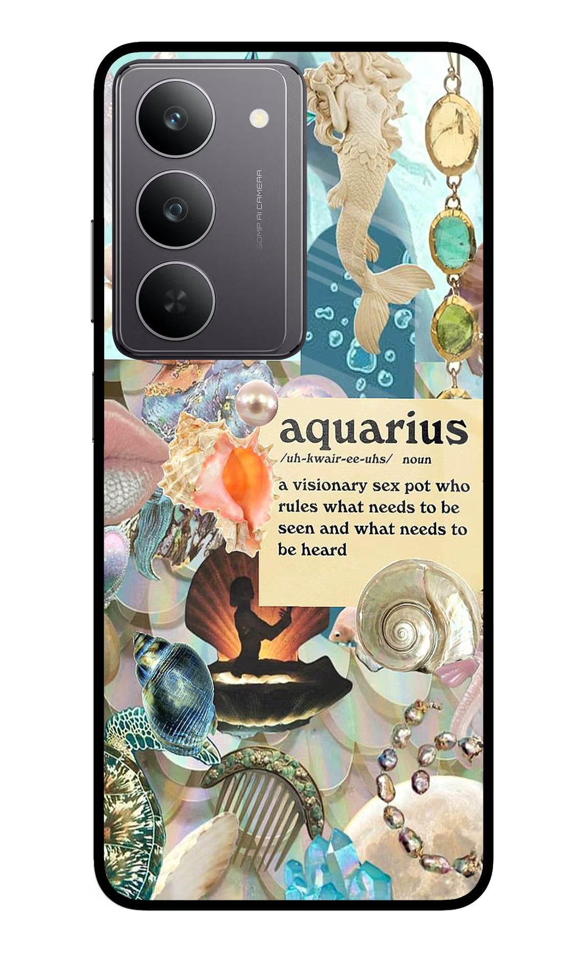 Aquarius Zodiac Realme 14x 5G Glass Case Back Cover by Casekaro