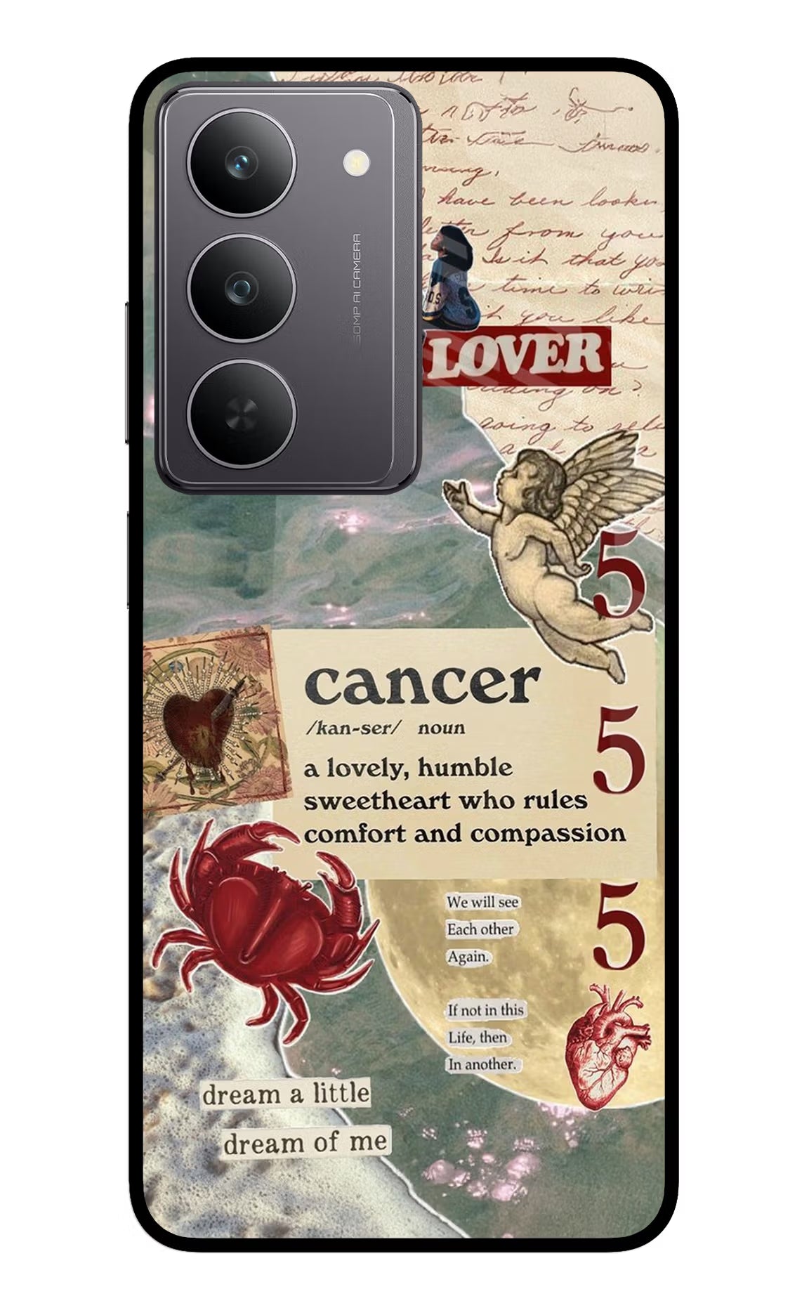 Cancer Zodiac Realme 14x 5G Glass Case Back Cover by Casekaro