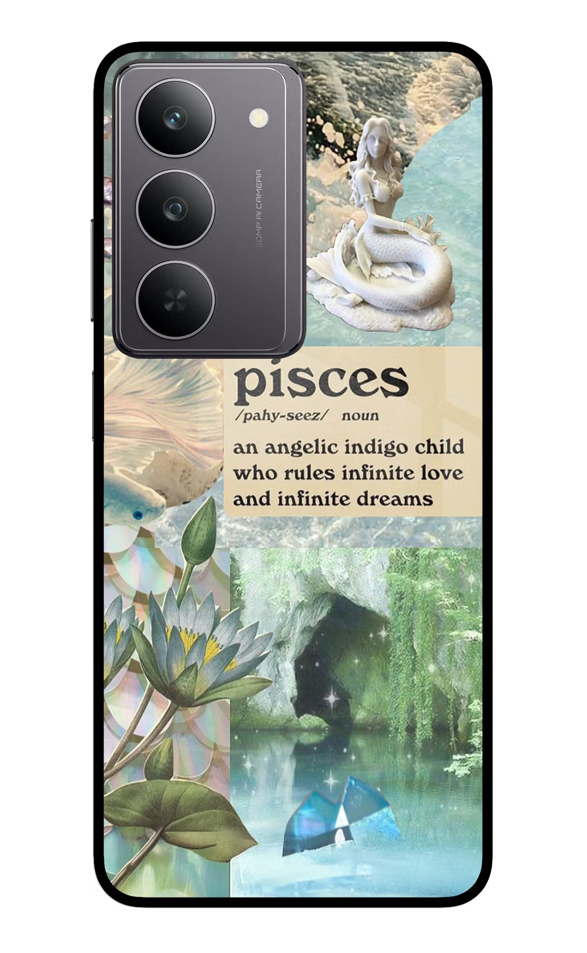 Pisces Zodiac Realme 14x 5G Glass Case Back Cover by Casekaro