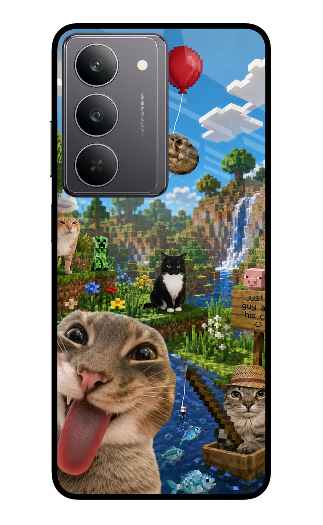 Minecraft Cat Chaos Realme 14x 5G Glass Case
