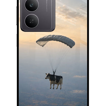 Skydiving Cow Realme 14x 5G Glass Case