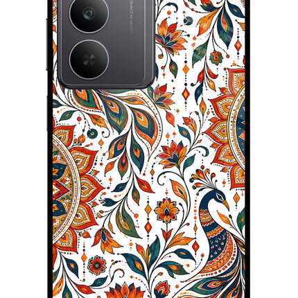 White Mayura Realme 14x 5G Glass Case