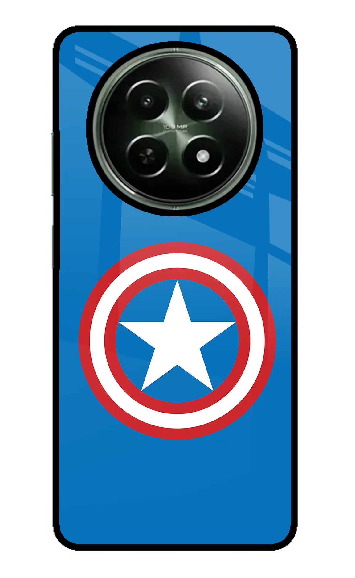 Captain America Logo Realme 12x 5G Glass Case Back Cover by Casekaro