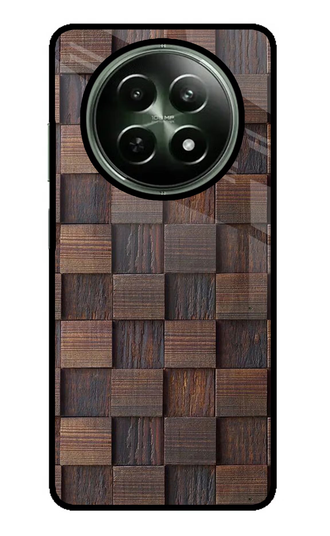 Wooden Cube Design Realme 12x 5G Glass Case Back Cover by Casekaro