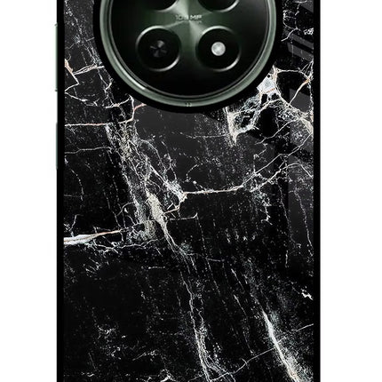 Black Marble Texture Realme 12x 5G Glass Case