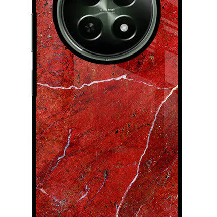 Red Marble Design Realme 12x 5G Glass Case