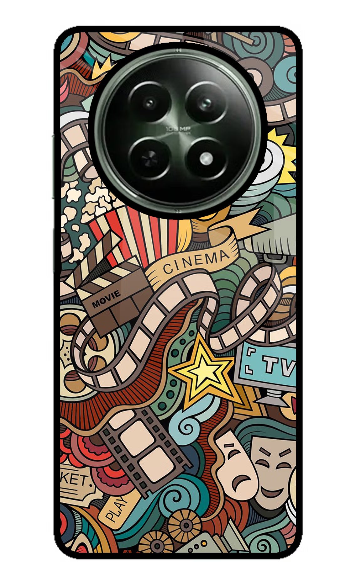 Cinema Abstract Realme 12x 5G Glass Case Back Cover by Casekaro