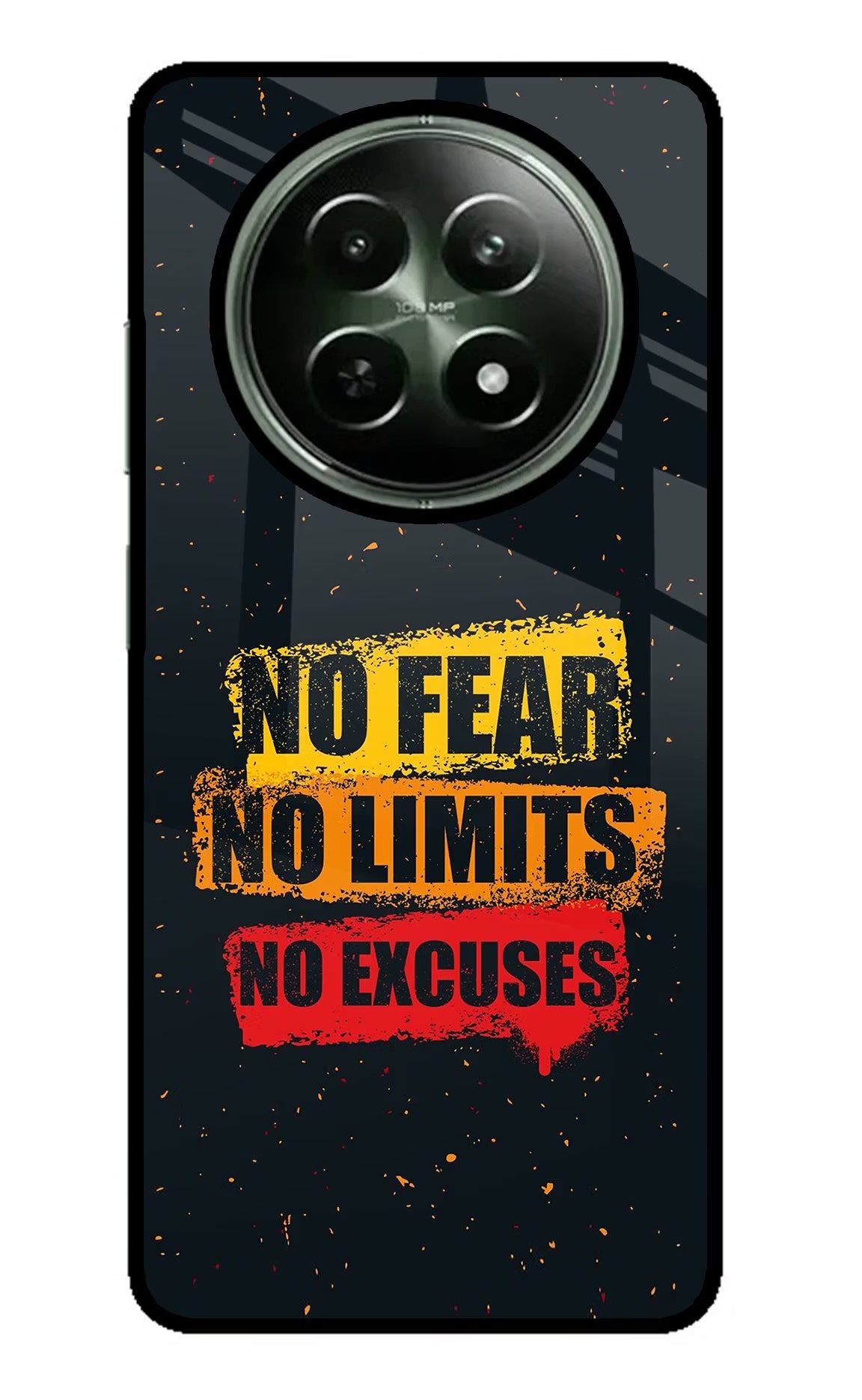 No Fear No Limits No Excuse Realme 12x 5G Glass Case Back Cover by Casekaro
