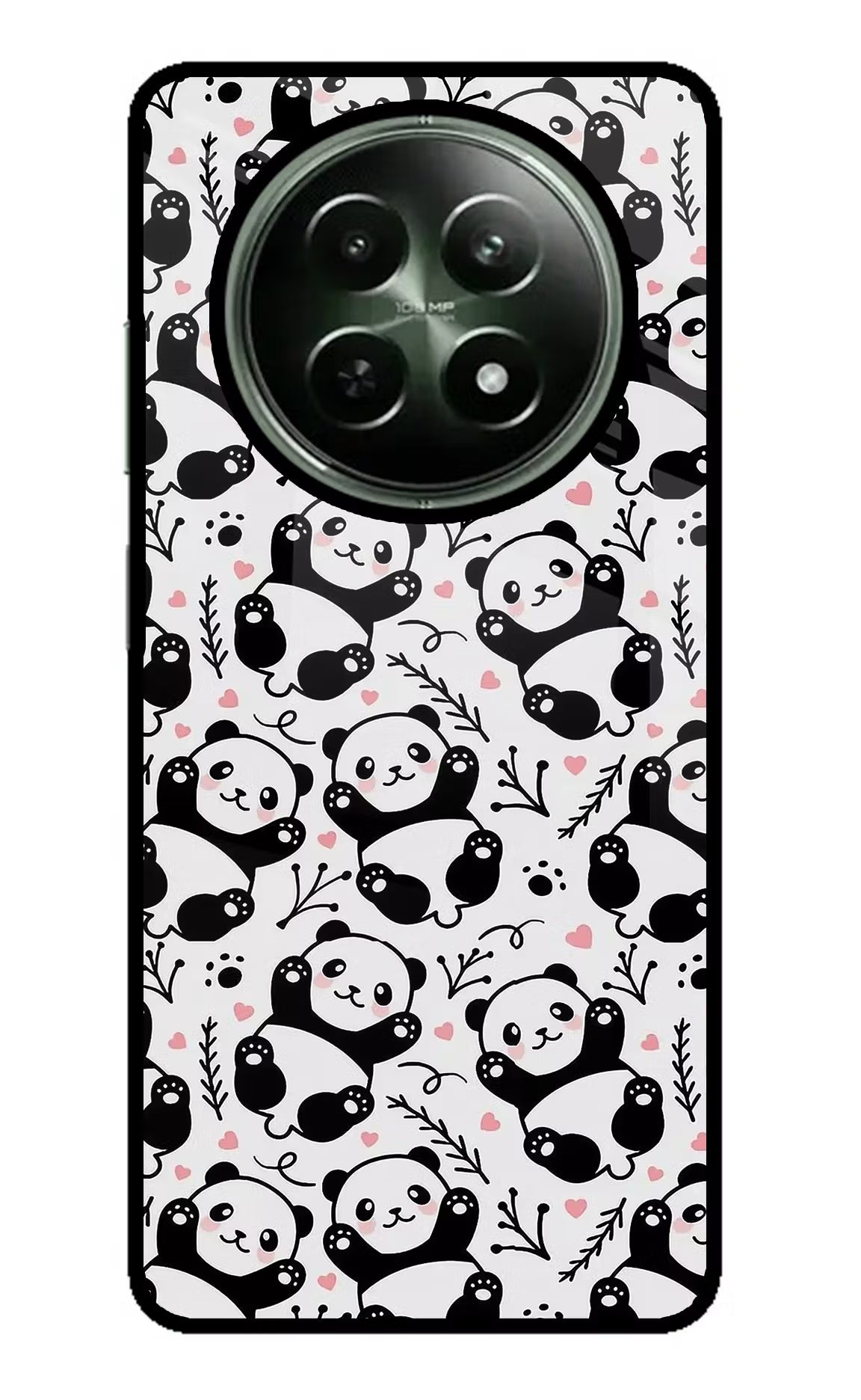 Cute Panda Realme 12x 5G Glass Case Back Cover by Casekaro