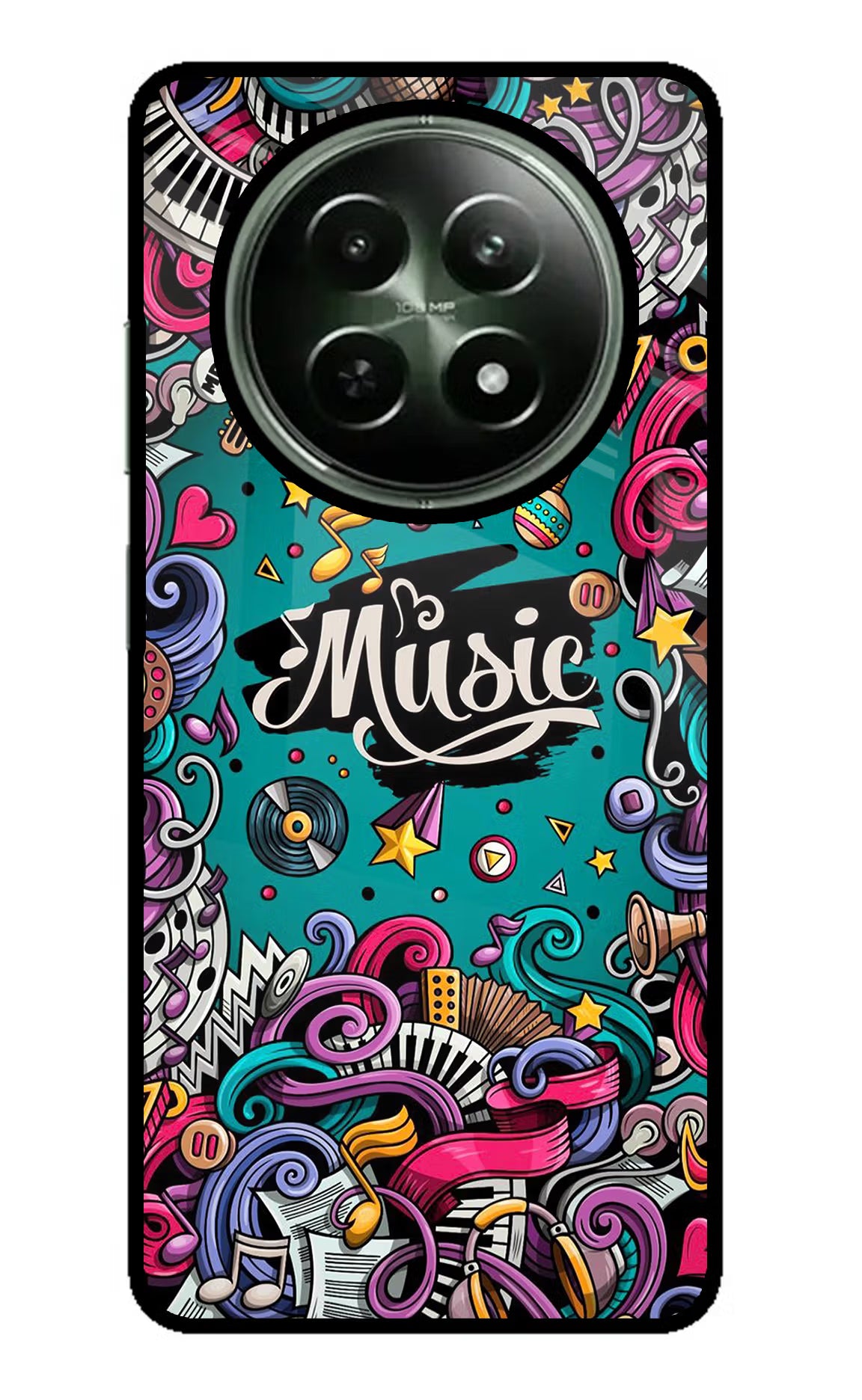Music Graffiti Realme 12x 5G Glass Case Back Cover by Casekaro