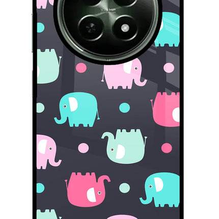 Elephants Realme 12x 5G Glass Case Back Cover by Casekaro