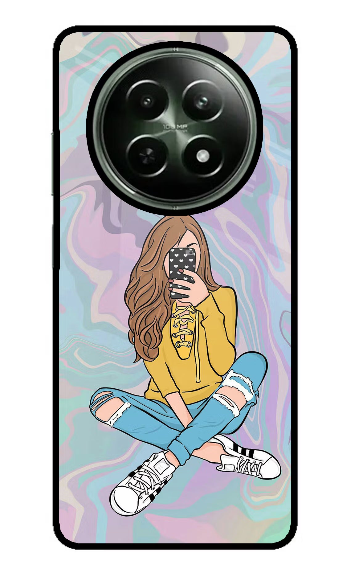 Selfie Girl Realme 12x 5G Glass Case Back Cover by Casekaro