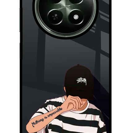 Aesthetic Boy Realme 12x 5G Glass Case Back Cover by Casekaro