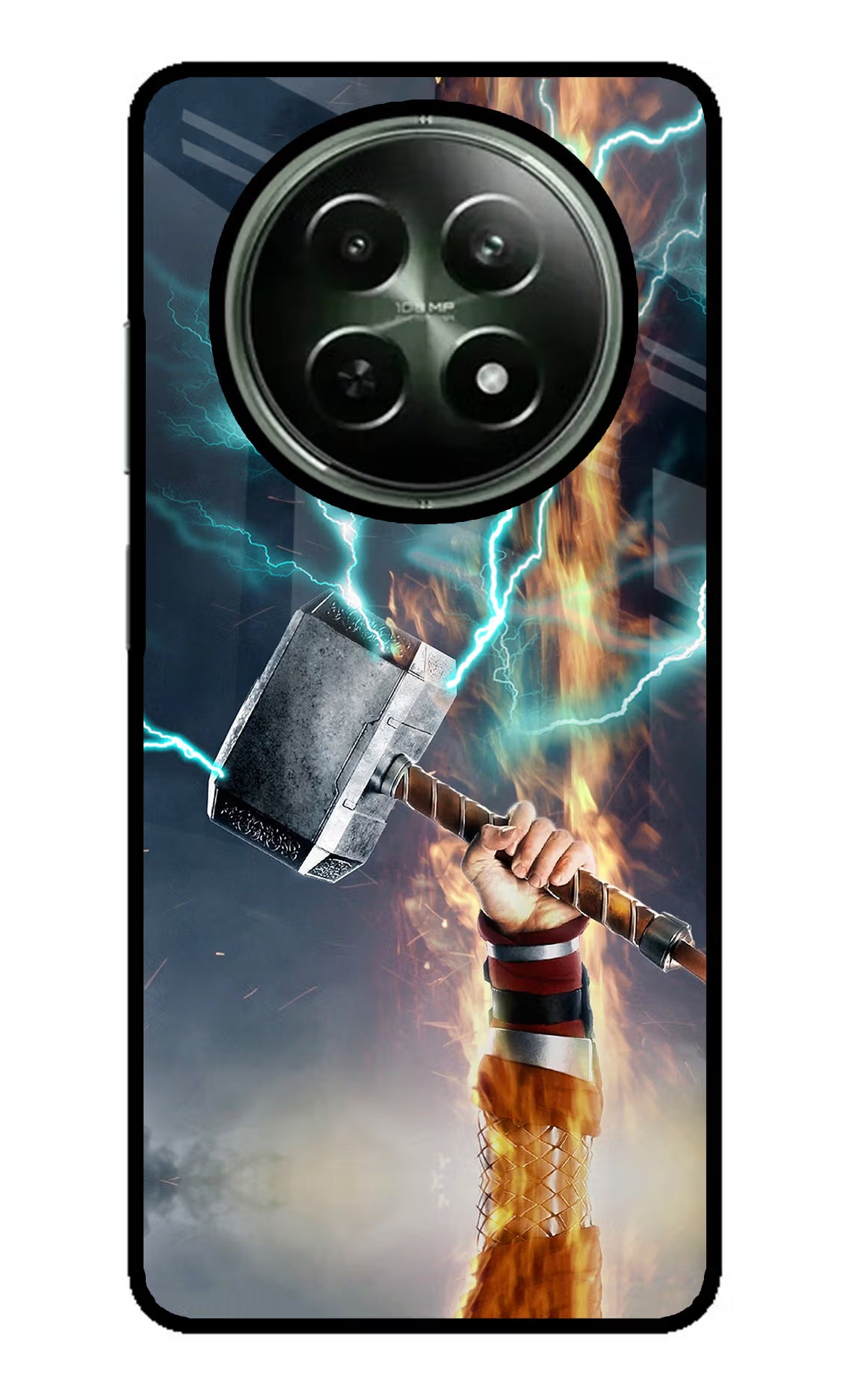 Thor Hammer Mjolnir Realme 12x 5G Glass Case Back Cover by Casekaro