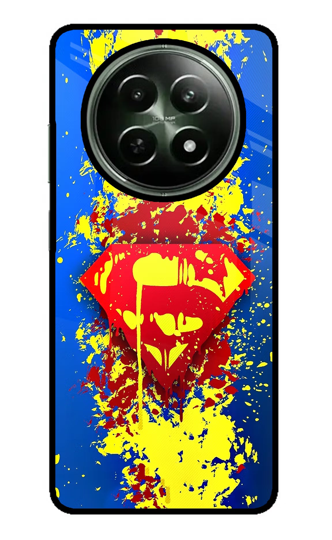 Superman logo Realme 12x 5G Glass Case Back Cover by Casekaro