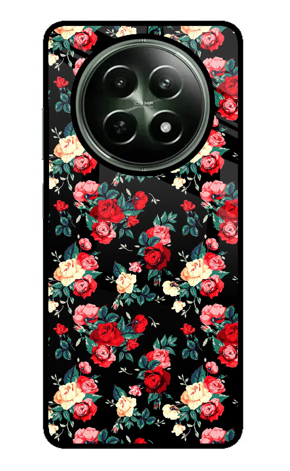 Rose Pattern Realme 12x 5G Glass Case Back Cover by Casekaro