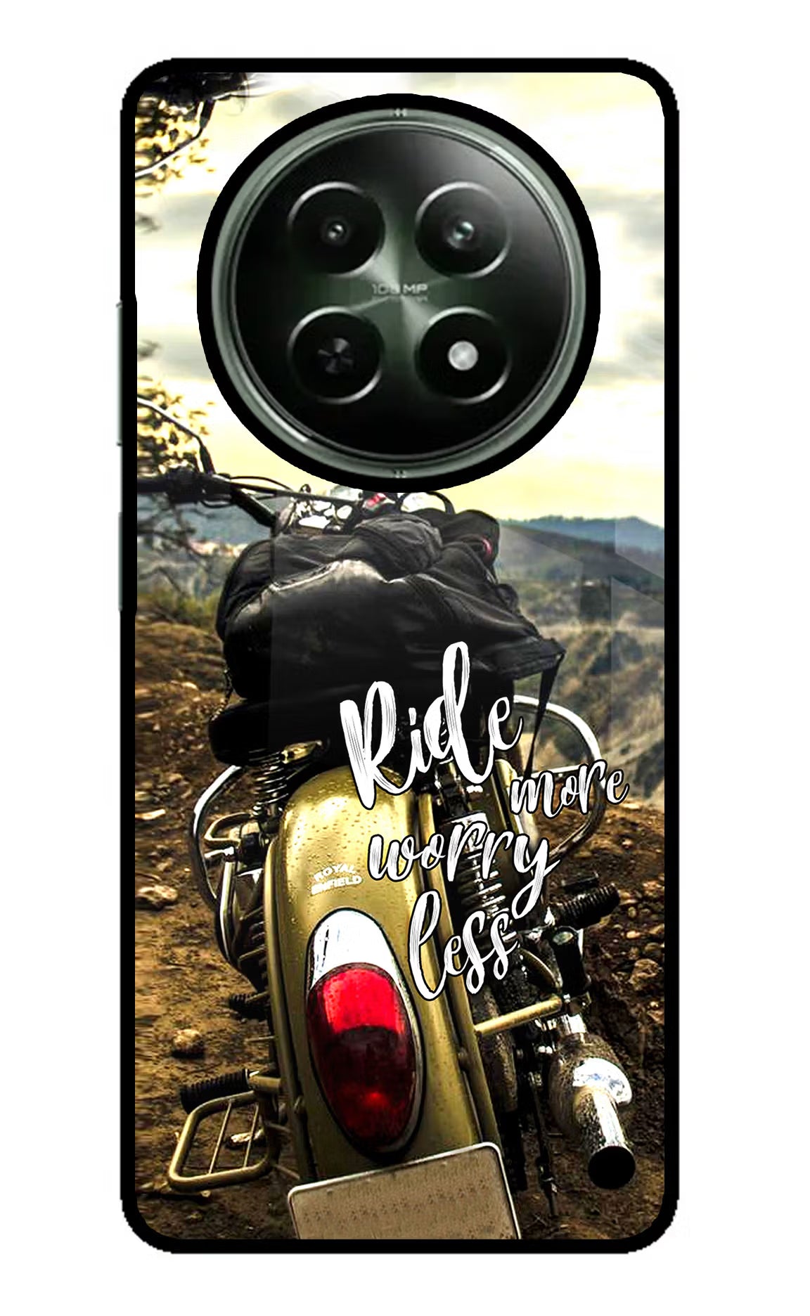 Ride More Worry Less Realme 12x 5G Glass Case Back Cover by Casekaro