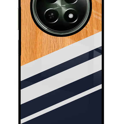 Blue and white wooden Realme 12x 5G Glass Case