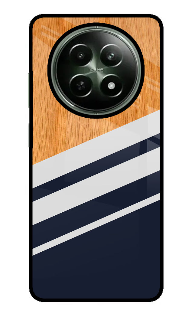 Blue and white wooden Realme 12x 5G Glass Case