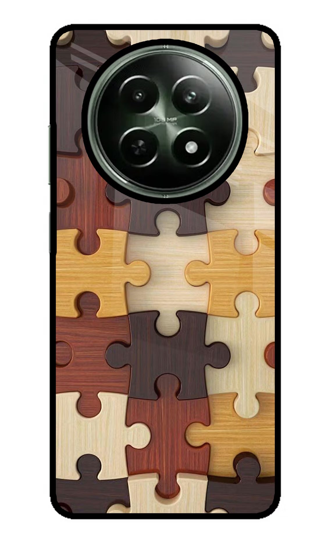 Wooden Puzzle Realme 12x 5G Glass Case Back Cover by Casekaro